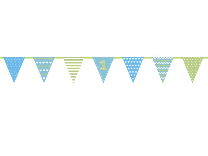 Γιρλάντα 1st Birthday γαλάζιο & λαχανί 1,35m