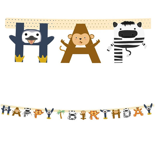 Γιρλάντα Happy Birthday Ζωάκια ζούγκλας 2m