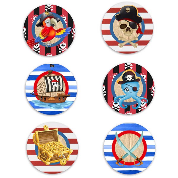 Ξύλινες Κονκάρδες Πειρατικές (6 τεμ)
