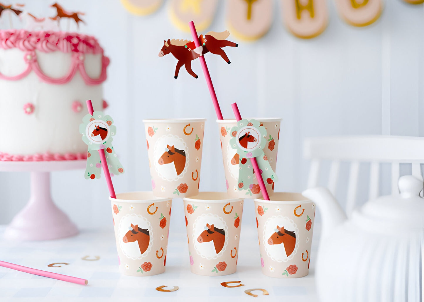 Καλαμάκια χάρτινα Άλογο Vintage (6 τεμ)