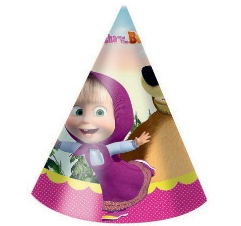 Καπελάκια πάρτυ Μάσα και Αρκούδος (6 τεμ)