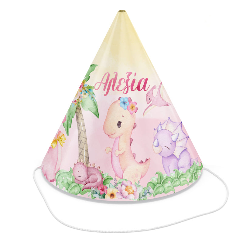 Καπελάκια πάρτυ Δεινοσαυράκι κορίτσι (4 τεμ)