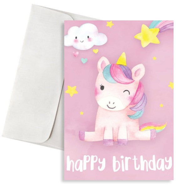 Κάρτα Γενεθλίων - Ροζ Μονόκερος