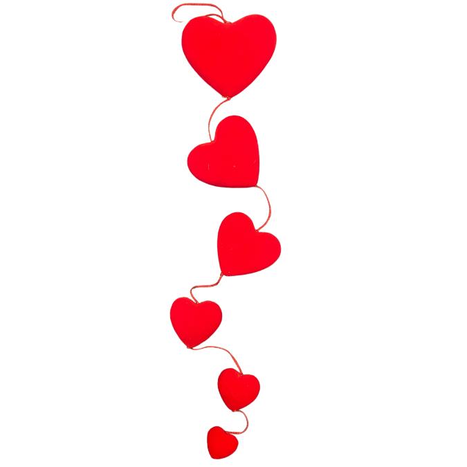 Κάθετη Γιρλάντα με Βελούδινες Καρδιές