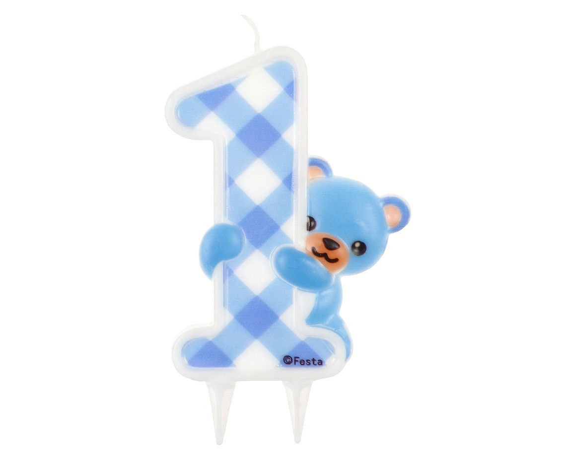Κεράκι Αριθμός 1 Αρκουδάκι γαλάζιο
