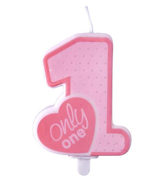 Κεράκι γενεθλίων "1" Only One ροζ