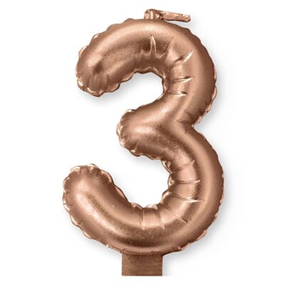 Κεράκι Rosegold Αριθμός 3