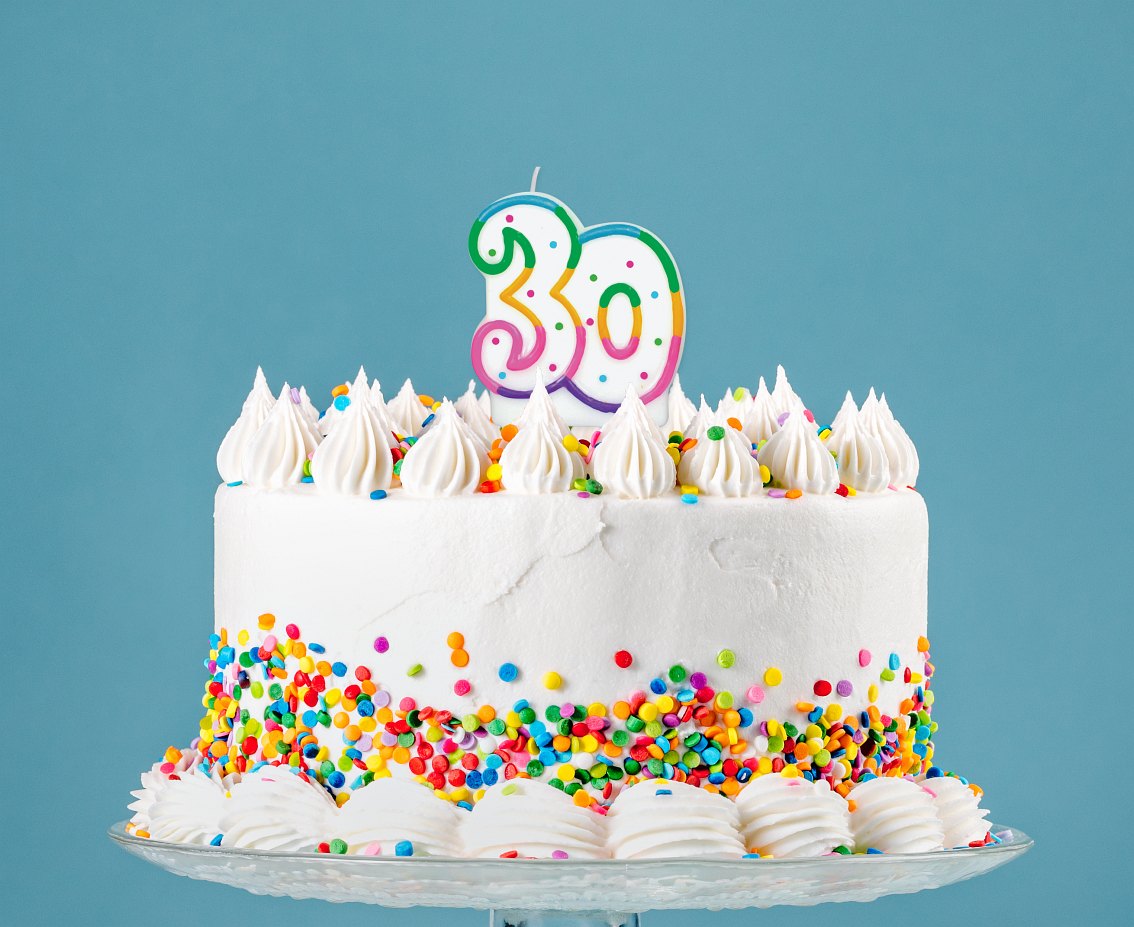 Κεράκι τούρτας No 30 Πολύχρωμο Πουά