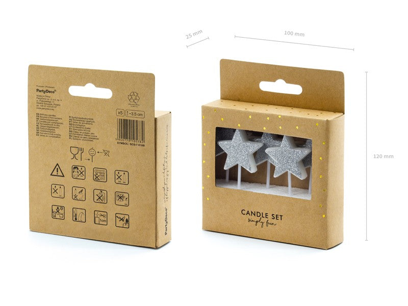 Κεράκια γενεθλίων Αστεράκια ασημί