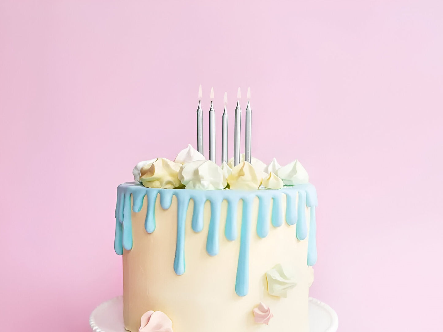 Κεράκια τούρτας Ασημί (6 τεμ)