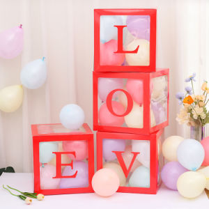 Κόκκινα Κουτιά διακόσμησης για μπαλόνια – LOVE
