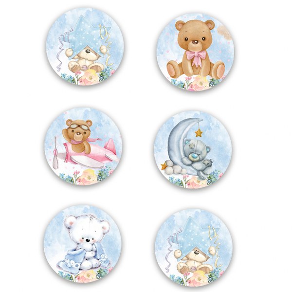 Κονκάρδες Αρκουδάκι για Δίδυμα (6 τεμ)