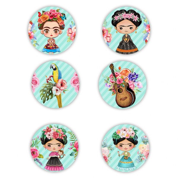 Κονκάρδες Frida Kahlo (6 τεμ)