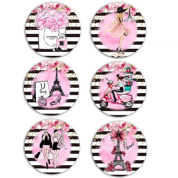 Κονκάρδες Girl in Paris (6 τεμ)