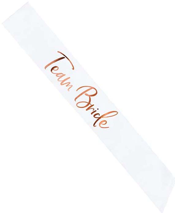 Κορδέλα λευκή σατέν Team Bride rosegold γράμματα