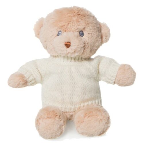 Κρεμ λούτρινο Αρκουδάκι με άσπρο μπλουζάκι