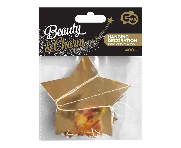 Κρεμαστά χάρτινα Διακοσμητικά Ασημί & Χρυσά Αστέρια 4m