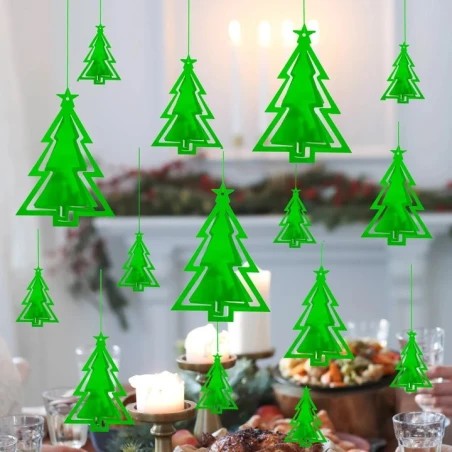 Χριστουγεννιάτικα κρεμαστά Διακοσμητικά Δεντράκια (15 τεμ)