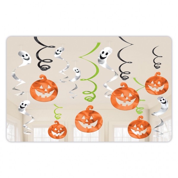 Κρεμαστά διακοσμητικά Halloween Κολοκύθες & Φαντάσματα (12 τμχ)