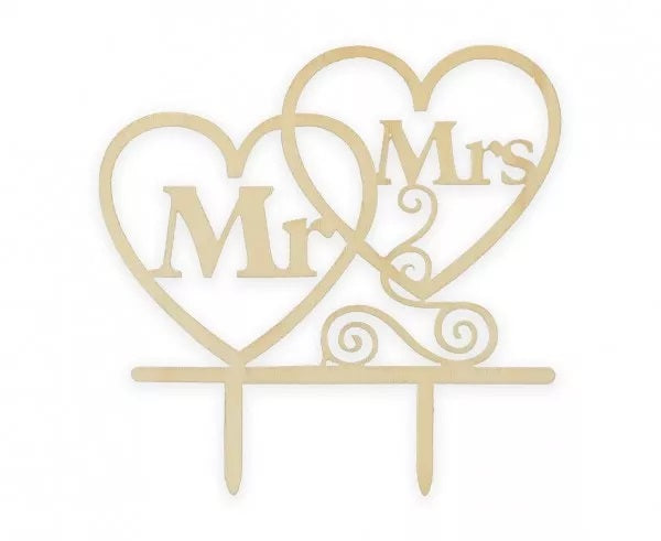 Ξύλινο topper τούρτας Mr&Mrs