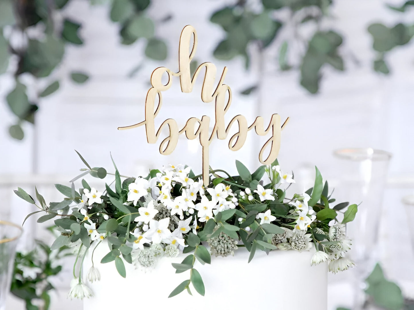 Ξύλινο Topper τούρτας Oh Baby