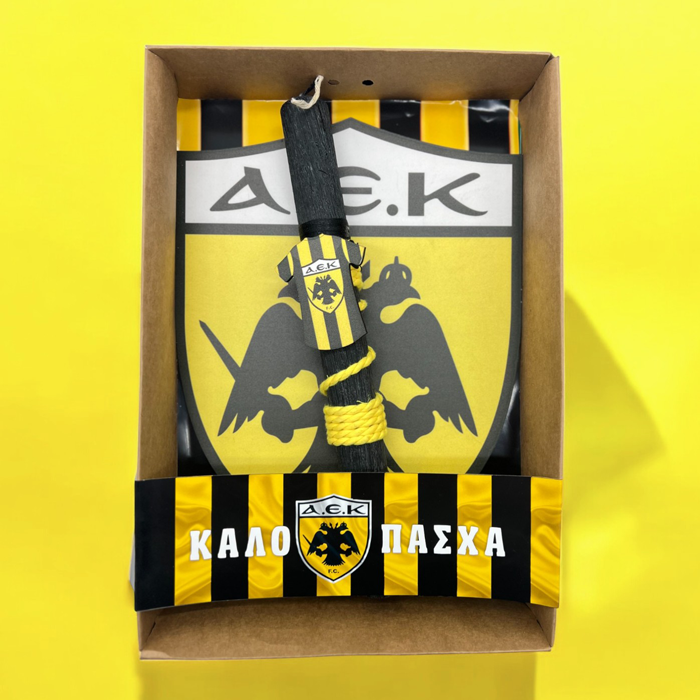 Λαμπάδα AEK Αρωματική με Ξύλινο Κάδρο