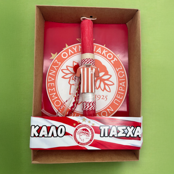 Λαμπάδα Ολυμπιακός Αρωματική με Ξύλινο Κάδρο