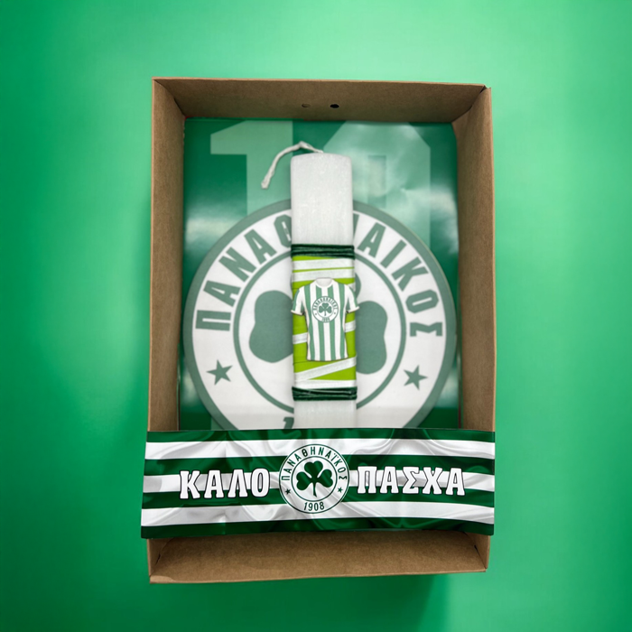 Λαμπάδα Παναθηναϊκός Αρωματική με Ξύλινο Κάδρο