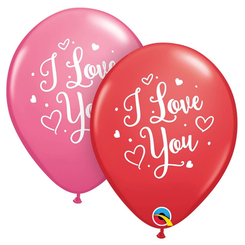 Λάτεξ Μπαλόνι Ροζ/Κόκκινο "Love You Scripts" (25 τεμ)
