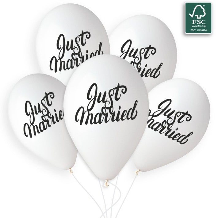 Λάτεξ Μπαλόνια Just Married (5 τεμ)