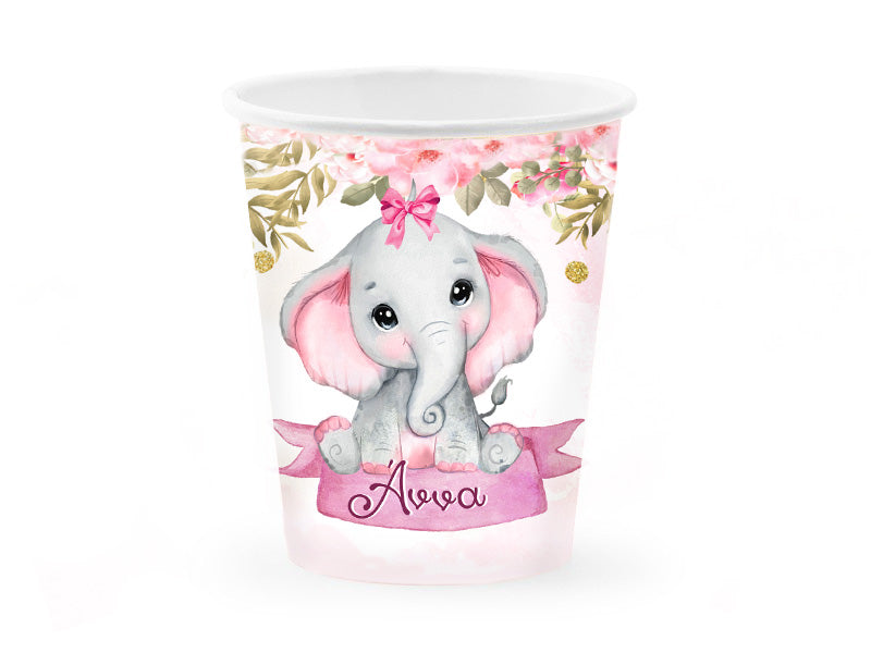 Ποτήρια με όνομα Ελεφαντάκι κορίτσι (8 τεμ)