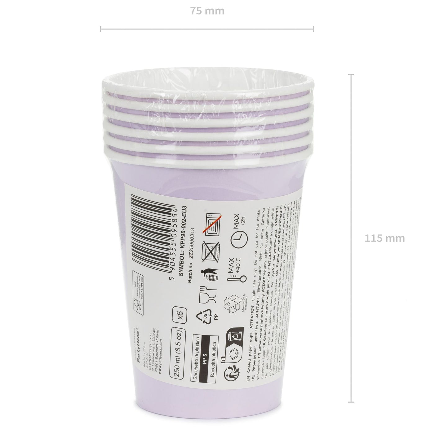 Λιλά Χάρτινα Ποτήρια (6 τεμ)