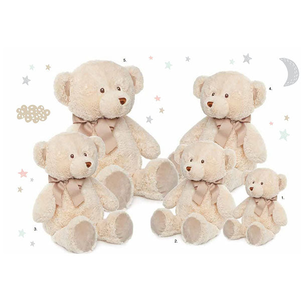 Λούτρινο κρεμ Αρκουδάκι με φιόγκο - 37 cm