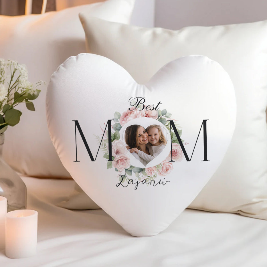 Μαξιλάρι Καρδιά - Best Mom με φωτογραφία