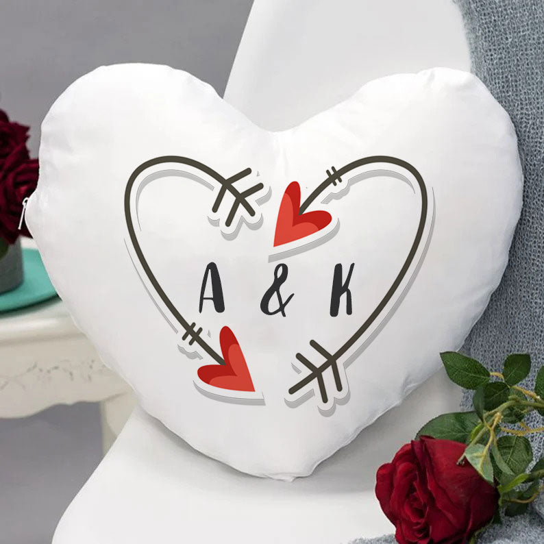 Μαξιλάρι Καρδιά Αγίου Βαλεντίνου - Αρχικά