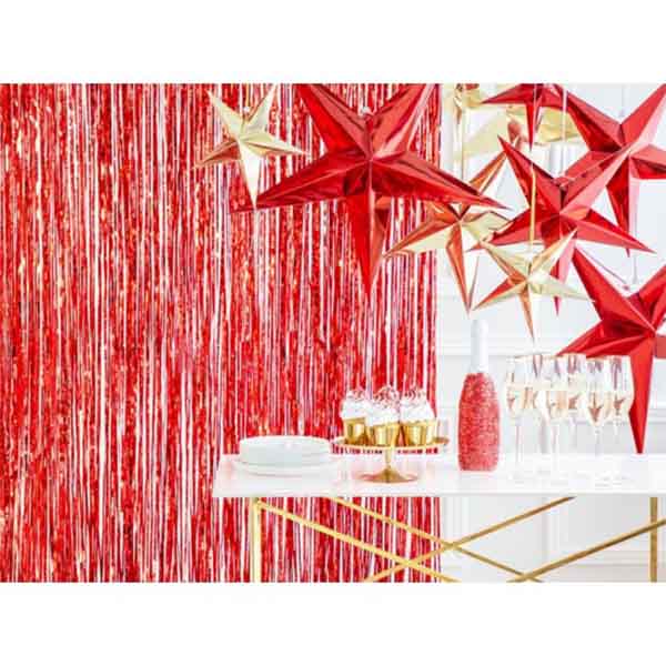 Μεταλλική Κόκκινη Κουρτίνα Διακόσμησης