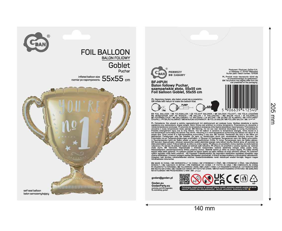 Μπαλόνι χρυσό Κύπελλο "You're No 1"