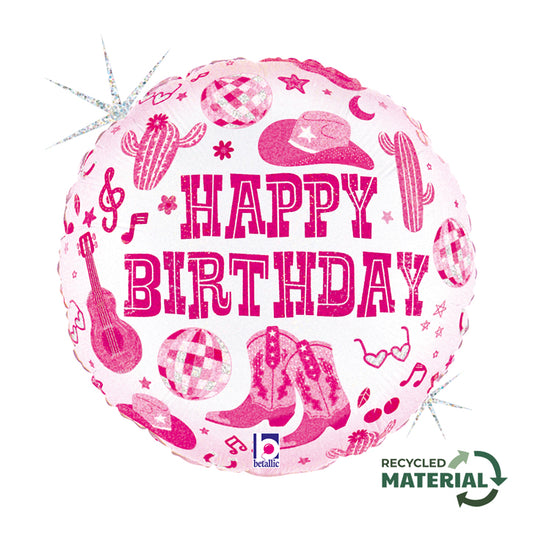 Μπαλόνι Disco Cowgirl 'Happy Birthday' 18"