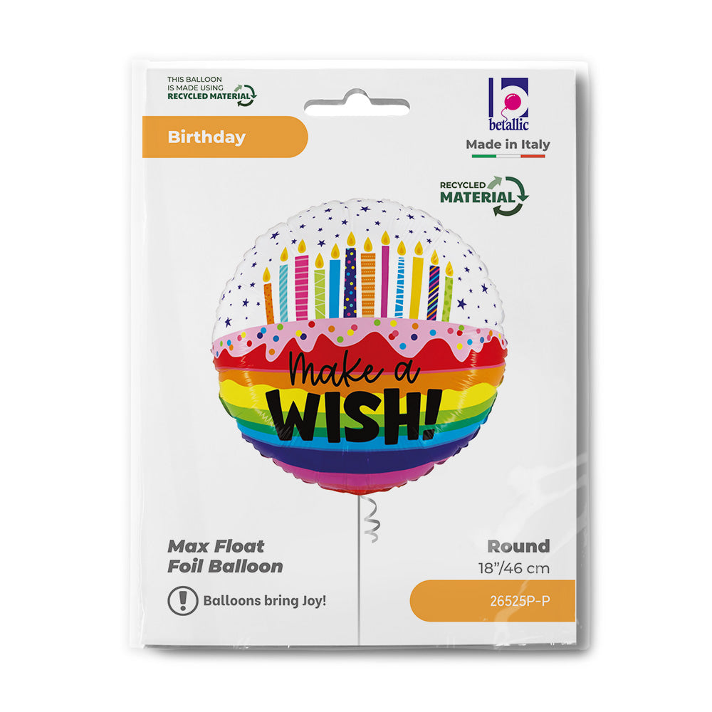 Μπαλόνι γενεθλίων 'Make a Wish' Rainbow 18"