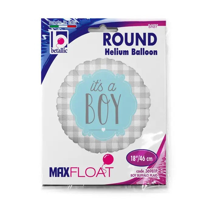 Μπαλόνι γέννησης It's a Boy καρό 45 εκ.