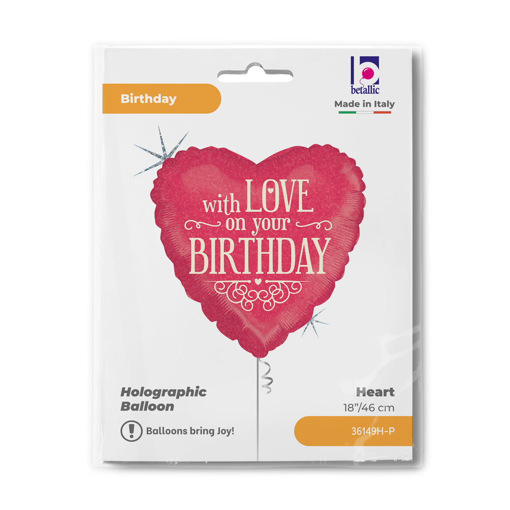 Μπαλόνι Καρδιά 'With Love on your Birthday' 18"