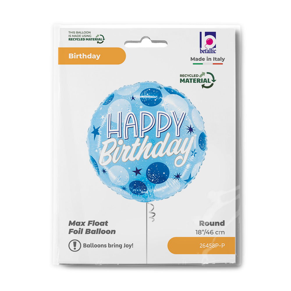 Μπαλόνι μπλε 'Happy Birthday' Sparkling 18''