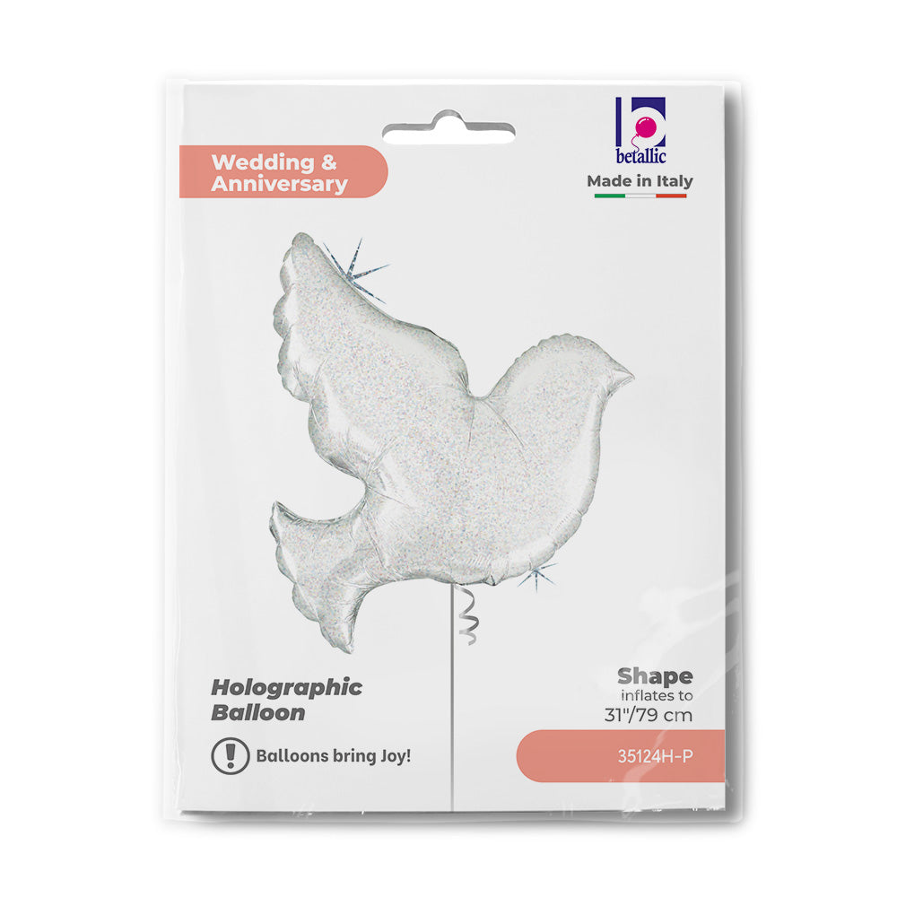 Μπαλόνι Περιστέρι λευκό ιριδίζον 31"