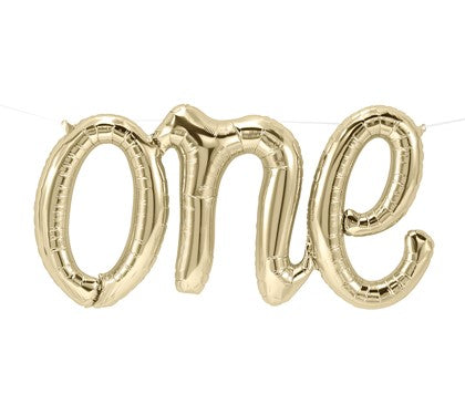 Μπαλόνι φράση One ανοιχτό χρυσό