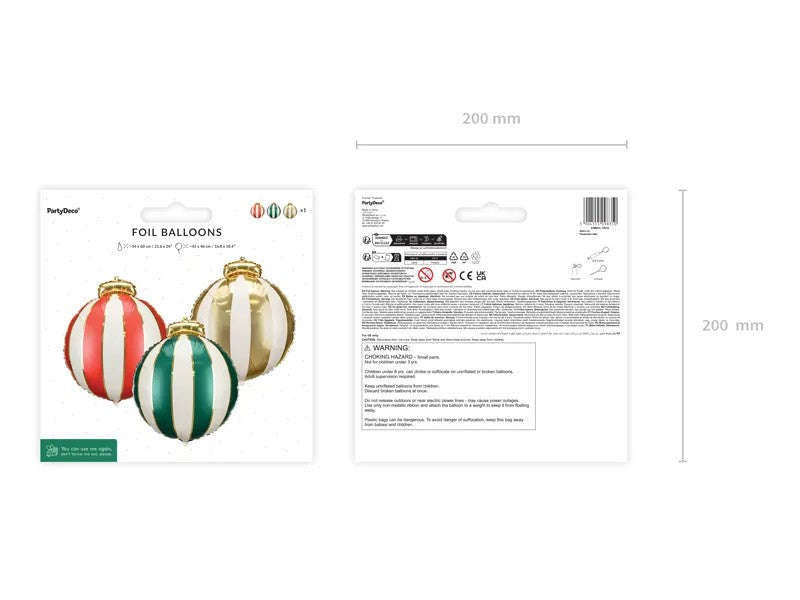 Μπαλόνια Χριστουγεννιάτικες Μπάλες (3 τεμ)