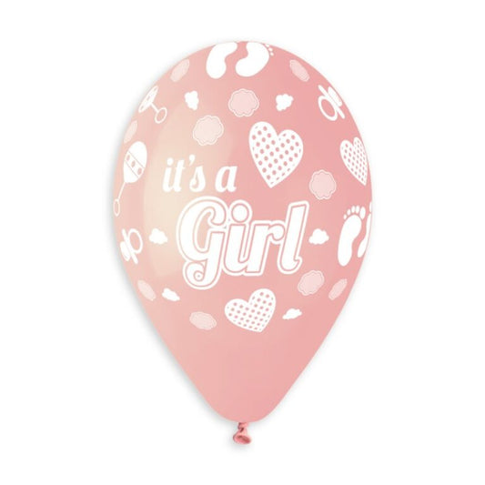 Μπαλόνια It's a Girl ροζ 13" (25 τεμ)