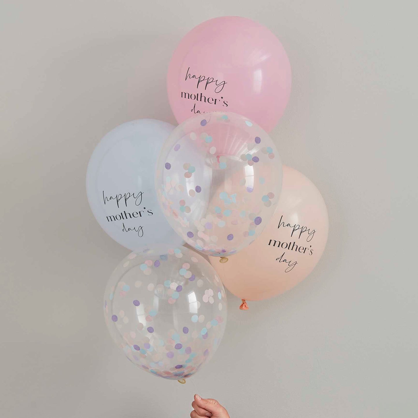 Μπαλόνια Παστέλ & Κομφετί Happy Mother's Day / 5 τεμ