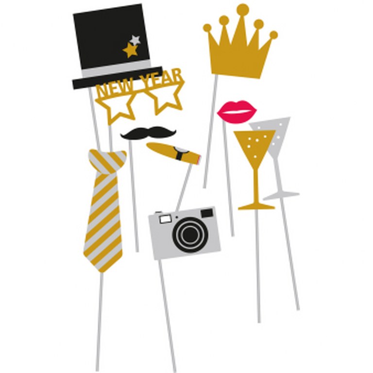 New Year Photo booth Props Golden Wishes (10 τεμ)