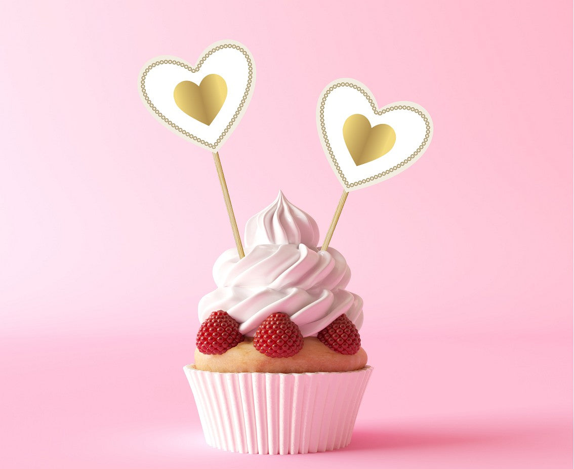 Οδοντογλυφίδες χρυσές Καρδιές (6 τεμ)