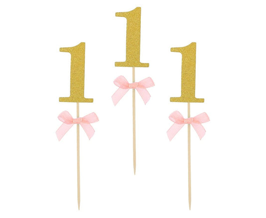 Οδοντογλυφίδες πάρτυ 1st Birthday ροζ (10 τεμ)